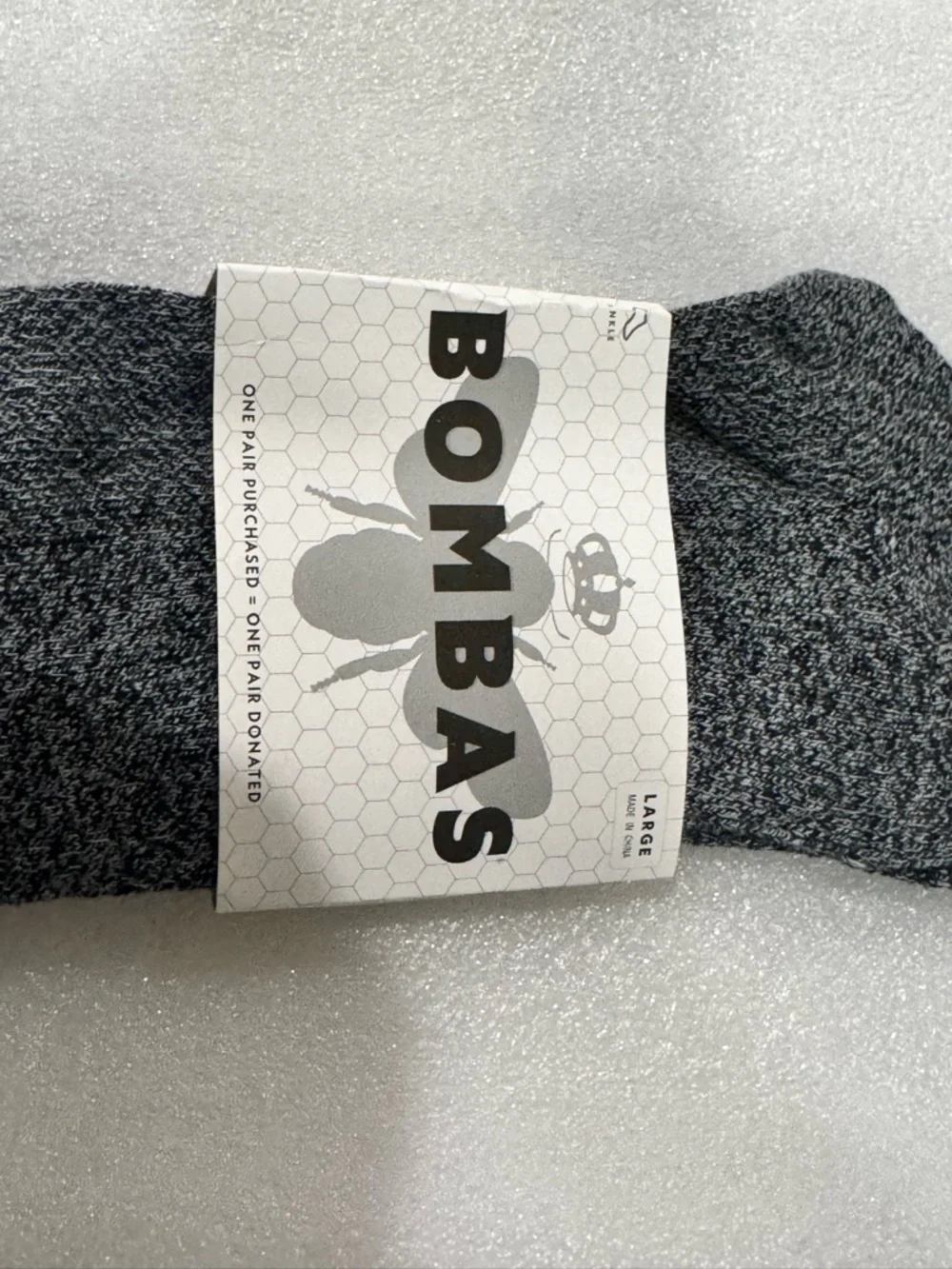 2 Pair Bombas Honeycomb Unisex Ankle Sock Size Large Grey Charcoal